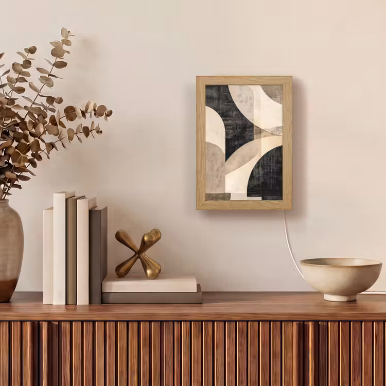 Abstract - Vormen - Modern - Beige Light Box met kabel (Tafellamp) klein -sfeer2