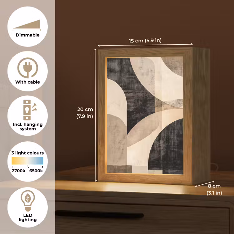 Abstract - Vormen - Modern - Beige Light Box met kabel (Tafellamp) klein -USP_EN