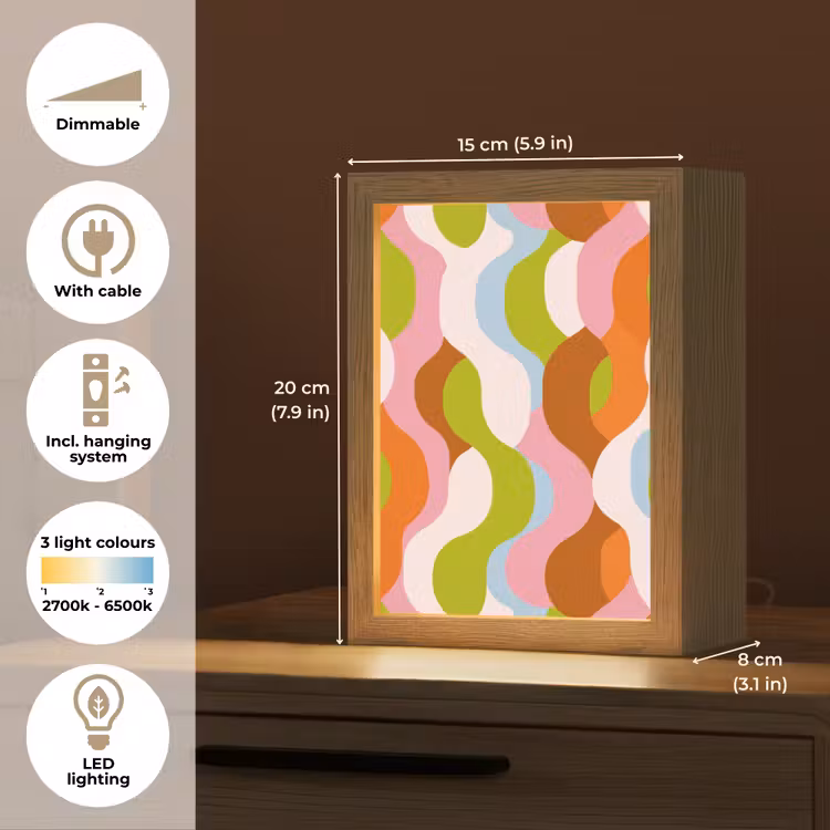 Abstract - Vormen - Roze Light Box met kabel (Tafellamp) klein -USP_EN