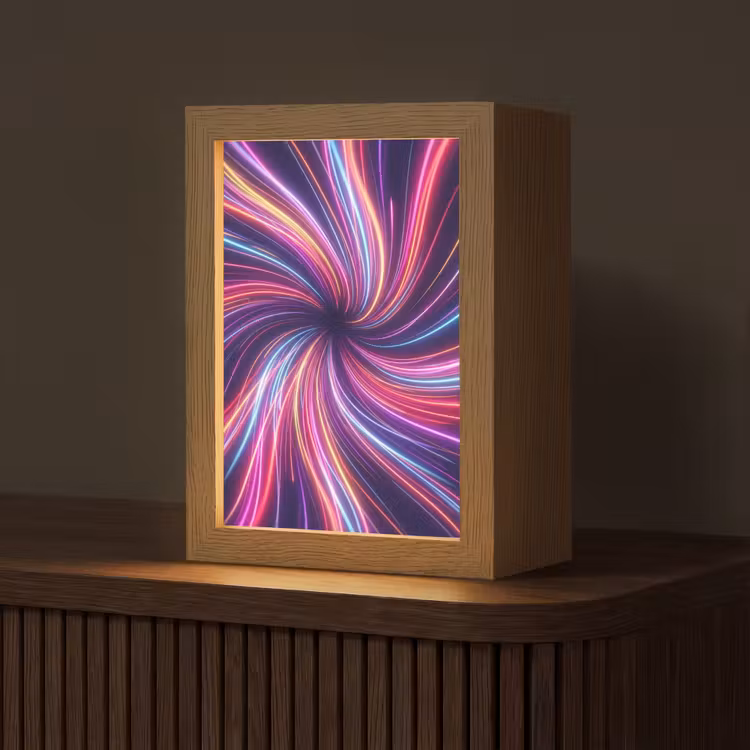 Abstract - Swirl - Futuristic - Neon Light Box met kabel (Tafellamp) klein -z3d_website