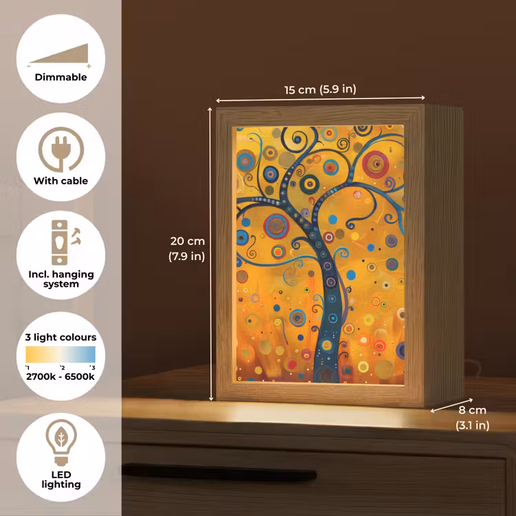 Abstract - Boom - Levensboom - Modern Light Box met kabel (Tafellamp) klein -USP_EN