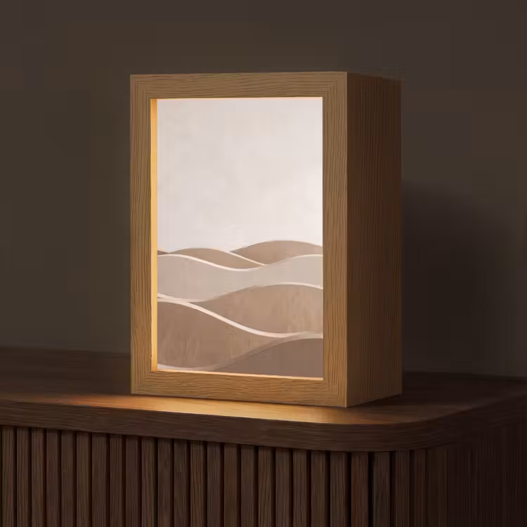 Abstract - Golven - Modern - Beige Light Box met kabel (Tafellamp) klein -z3d_website
