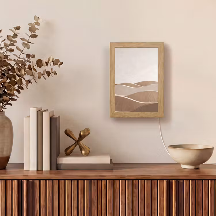 Abstract - Golven - Modern - Beige Light Box met kabel (Tafellamp) klein -sfeer2