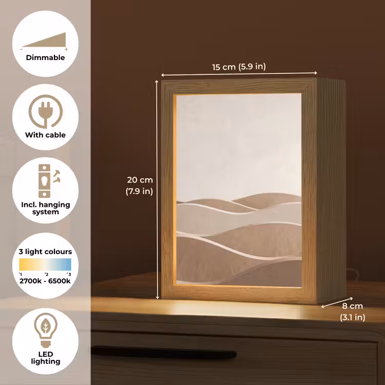 Abstract - Golven - Modern - Beige Light Box met kabel (Tafellamp) klein -USP_EN