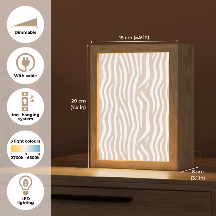 Abstract - Zebra - Beige Light Box met kabel (Tafellamp) klein 925 -USP_EN