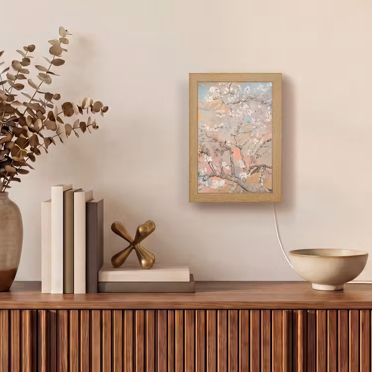 Amandelbloesem - Kunst - Van Gogh - Pastel Light Box met kabel (Tafellamp) klein -sfeer2
