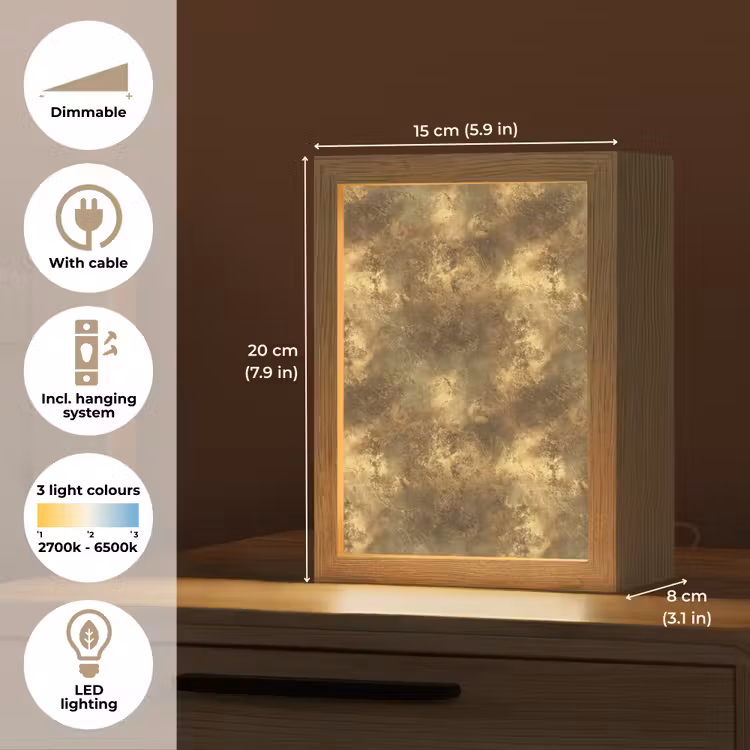 Antiek - Metaallook - Goud Light Box met kabel (Tafellamp) klein 925 -USP_EN
