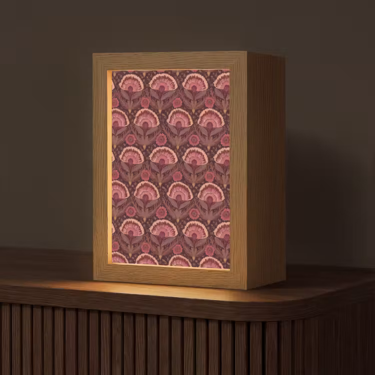 Antiek - Bloemen - Kleurrijk Light Box met kabel (Tafellamp) klein 925 -z3d_website