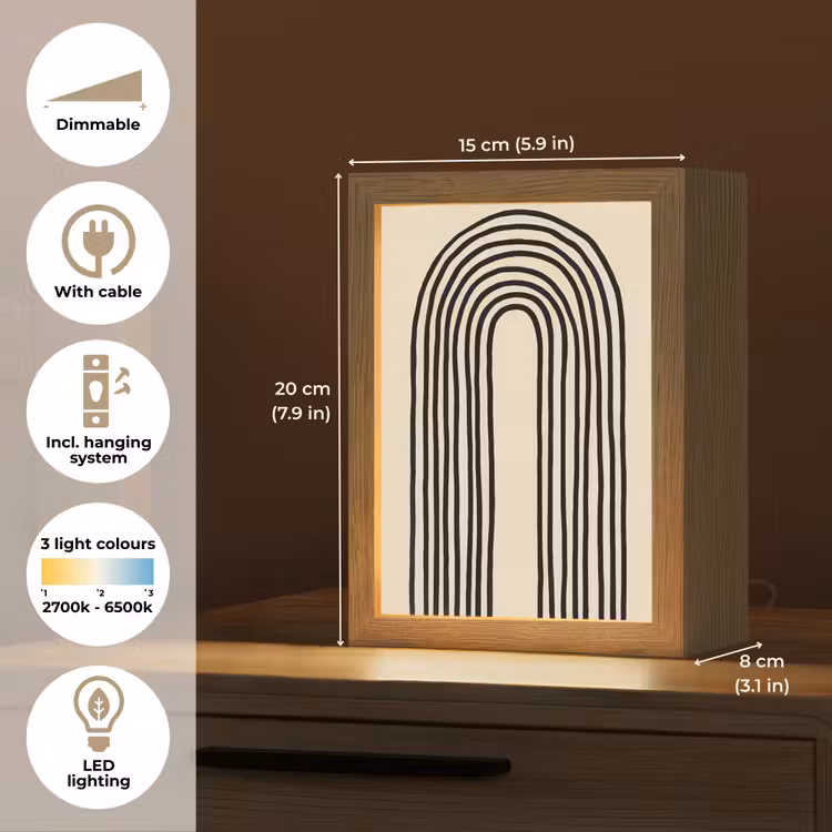 Boogvormen - Zwart - Strak Light Box met kabel (Tafellamp) klein -USP_EN