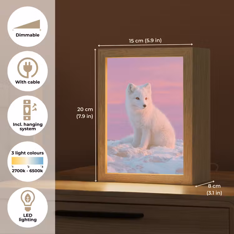 Poolvos - Sneeuw - Roze Light Box met kabel (Tafellamp) klein -USP_EN