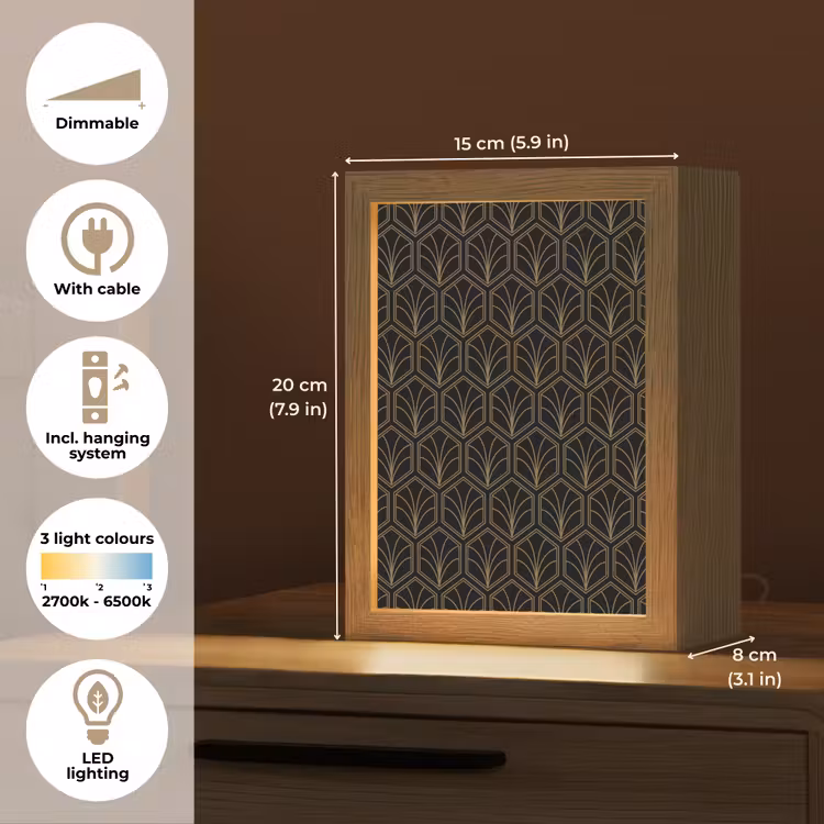 Pijlvorm - Waaier - Goud Light Box met kabel (Tafellamp) klein 925 -USP_EN