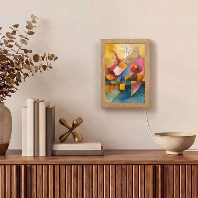 Kunst - Abstract - Aesthetic - Kleurrijk - Art Light Box met kabel (Tafellamp) klein -sfeer2