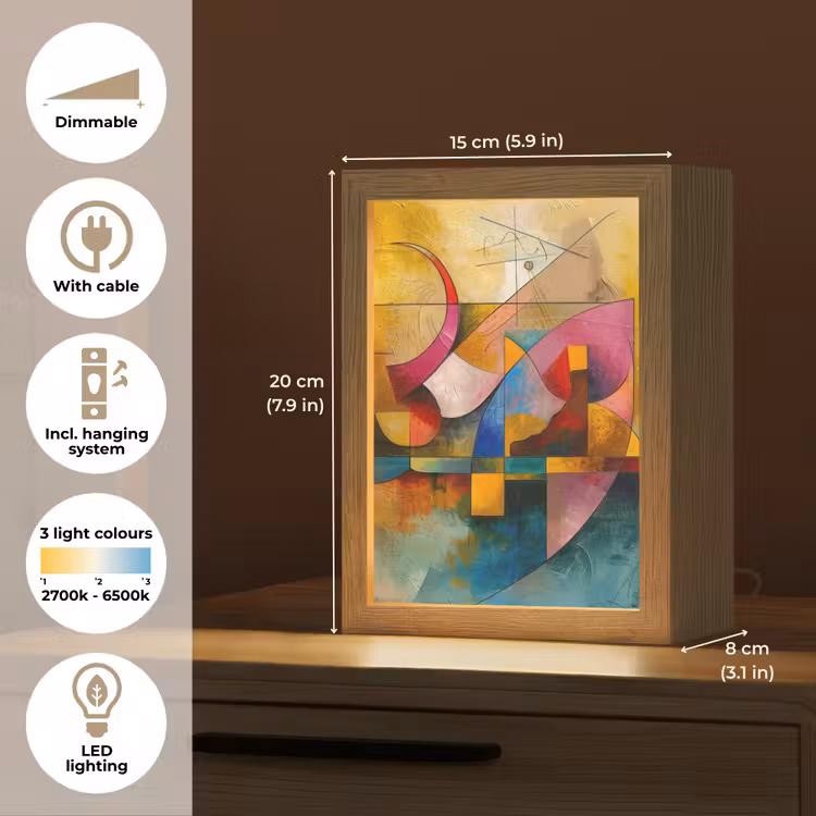 Kunst - Abstract - Aesthetic - Kleurrijk - Art Light Box met kabel (Tafellamp) klein -USP_EN