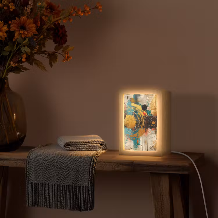Kunst - Abstract - Aesthetic - Goud Light Box met kabel (Tafellamp) klein -sfeer4