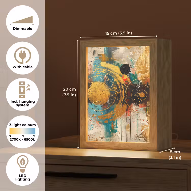 Kunst - Abstract - Aesthetic - Goud Light Box met kabel (Tafellamp) klein -USP_EN