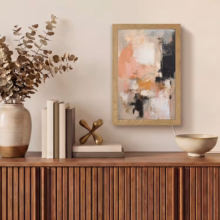 Kunst - Abstract - Beige - Verf Light Box met kabel (Tafellamp) klein -sfeer2