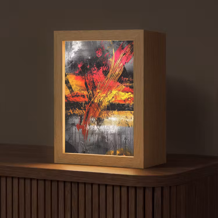 Kunst - Zwart - Abstract Light Box met kabel (Tafellamp) klein -z3d_website