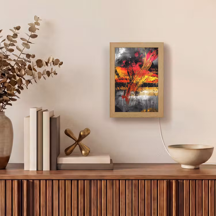 Kunst - Zwart - Abstract Light Box met kabel (Tafellamp) klein -sfeer2
