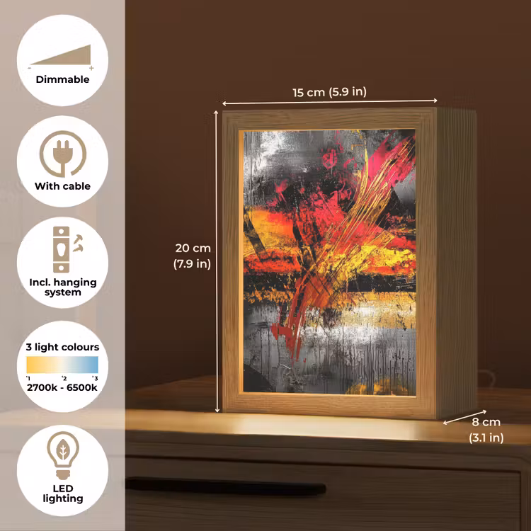 Kunst - Zwart - Abstract Light Box met kabel (Tafellamp) klein -USP_EN