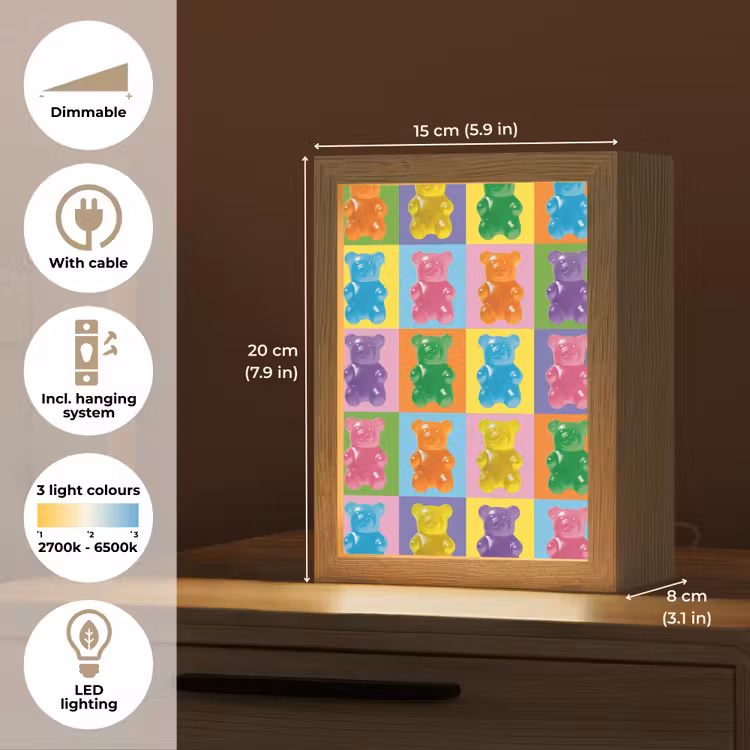 Art- Snoep - Kleurrijk Light Box met kabel (Tafellamp) klein -USP_EN