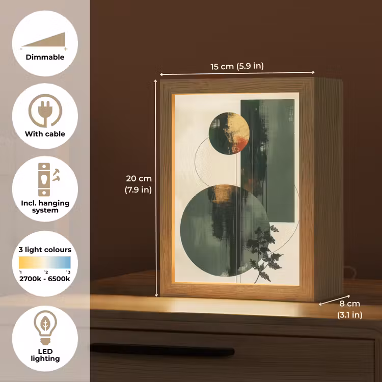 Kunst - Cirkels - Modern - Abstract Light Box met kabel (Tafellamp) klein -USP_EN