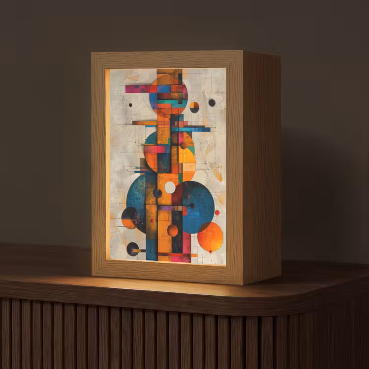 Kunst - Kleurrijk - Modern - Vormen Light Box met kabel (Tafellamp) klein -z3d_website