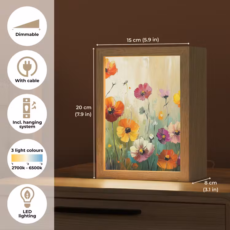 Kunst - Bloemen - Lente - Natuur Light Box met kabel (Tafellamp) klein -USP_EN