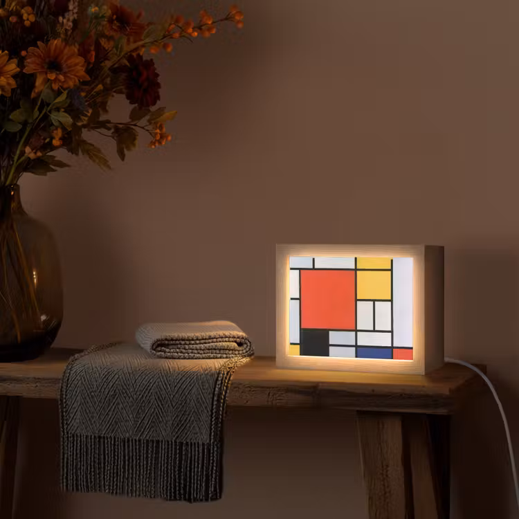 Kunst - Mondriaan - Oude meesters - Compositie 2 Light Box met kabel (Tafellamp) klein -sfeer4