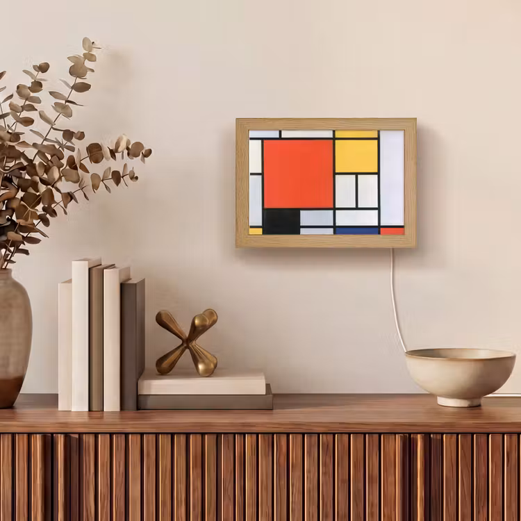 Kunst - Mondriaan - Oude meesters - Compositie 2 Light Box met kabel (Tafellamp) klein -sfeer2
