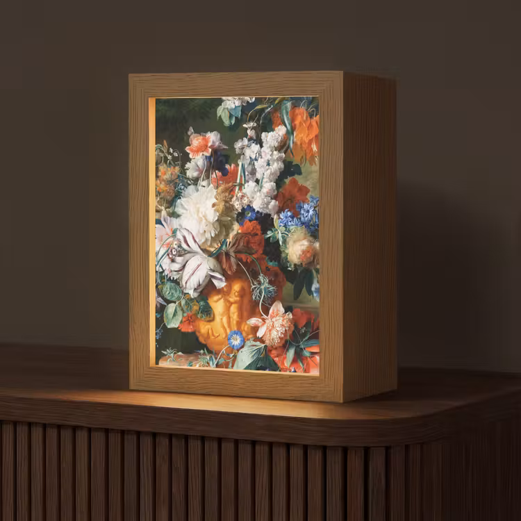 Kunst - Oude meesters - Boeket bloemen in een urn Light Box met kabel (Tafellamp) klein -z3d_website
