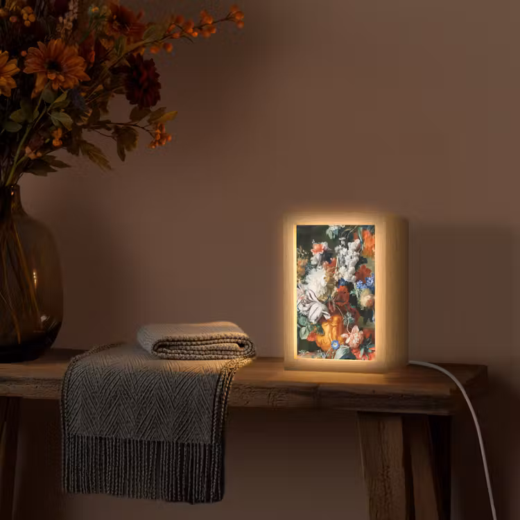 Kunst - Oude meesters - Boeket bloemen in een urn Light Box met kabel (Tafellamp) klein -sfeer4