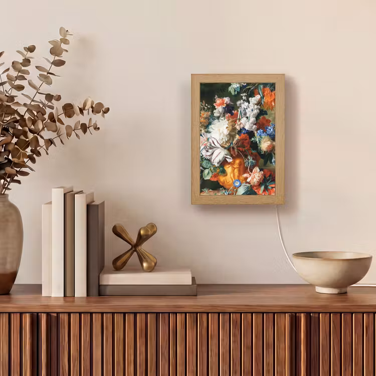 Kunst - Oude meesters - Boeket bloemen in een urn Light Box met kabel (Tafellamp) klein -sfeer2
