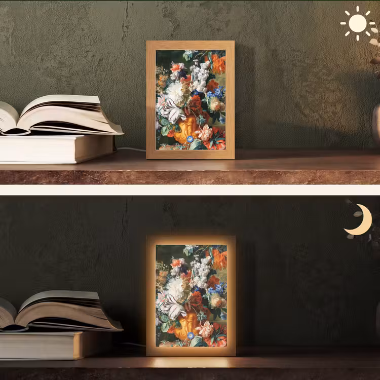 Kunst - Oude meesters - Boeket bloemen in een urn Light Box met kabel (Tafellamp) klein -sfeer3