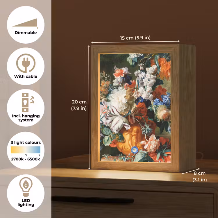 Kunst - Oude meesters - Boeket bloemen in een urn Light Box met kabel (Tafellamp) klein -USP_EN