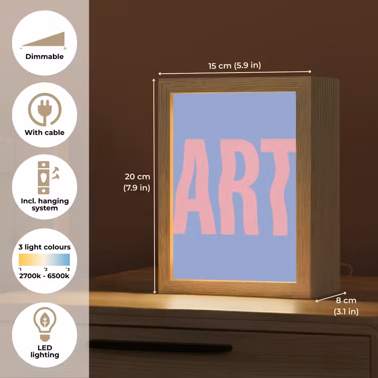 Art - Roze - Blauw Light Box met kabel (Tafellamp) klein -USP_EN