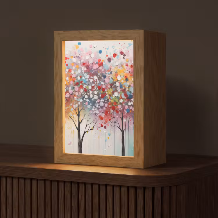 Kunst - Bomen - Natuur - Acryl Light Box met kabel (Tafellamp) klein -z3d_website