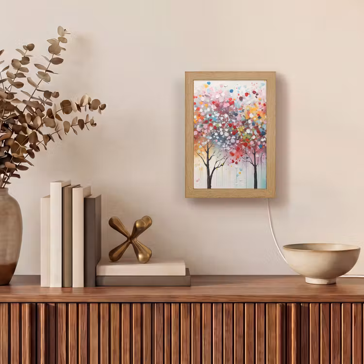 Kunst - Bomen - Natuur - Acryl Light Box met kabel (Tafellamp) klein -sfeer2