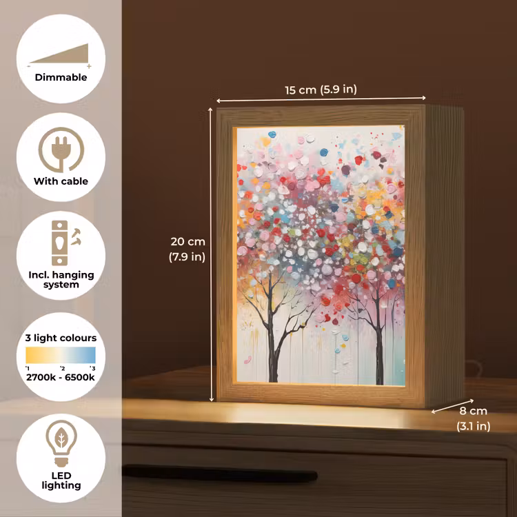 Kunst - Bomen - Natuur - Acryl Light Box met kabel (Tafellamp) klein -USP_EN