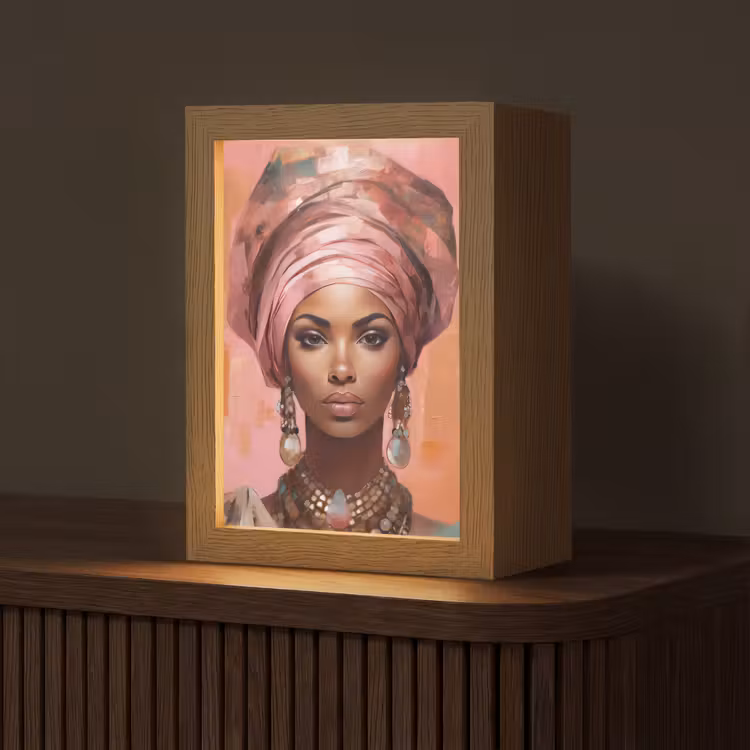 Kunst - Vrouw - Roze - Sieraden - Portret Light Box met kabel (Tafellamp) klein -z3d_website