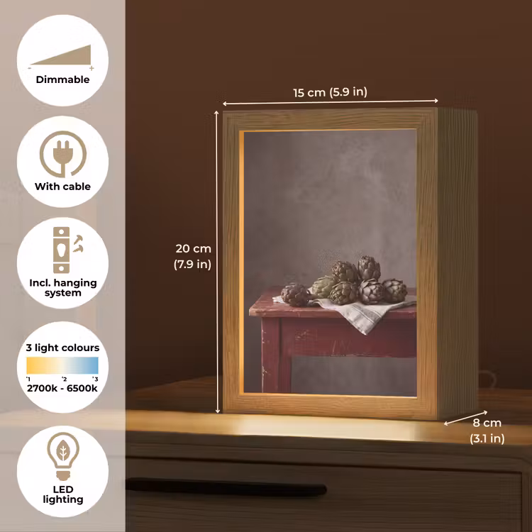 Table Lamp - Artichoke - Food - Rustic - Artisjok - Eten - Rustiek Light Box met kabel (Tafellamp) klein