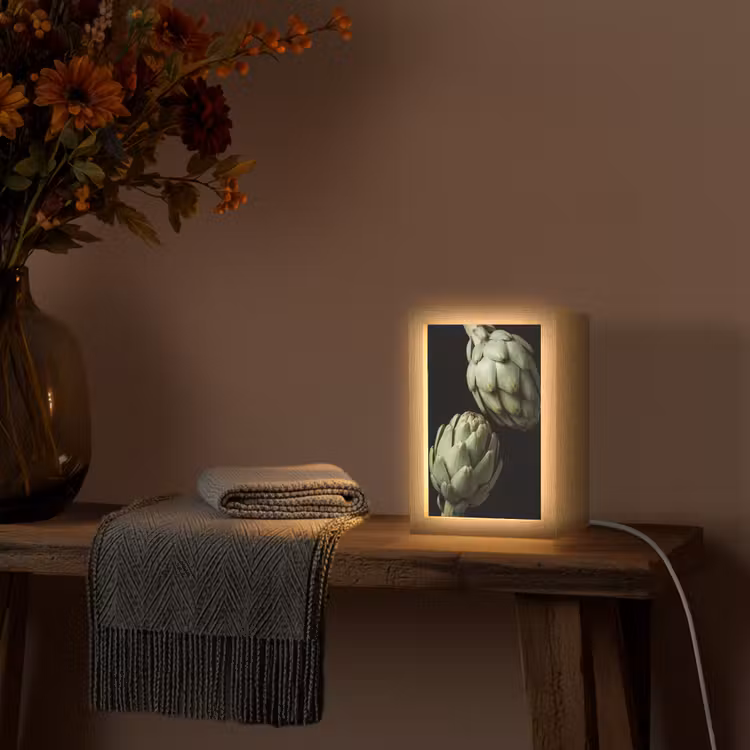 Table Lamp - Artichoke - Green - Food - Artisjok - Groen - Eten Light Box met kabel (Tafellamp) klein