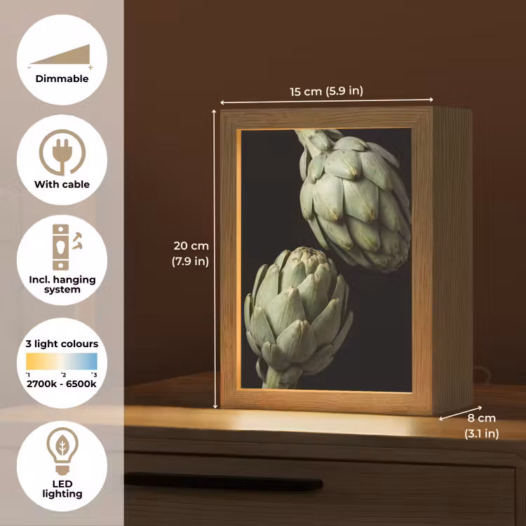 Table Lamp - Artichoke - Green - Food - Artisjok - Groen - Eten Light Box met kabel (Tafellamp) klein