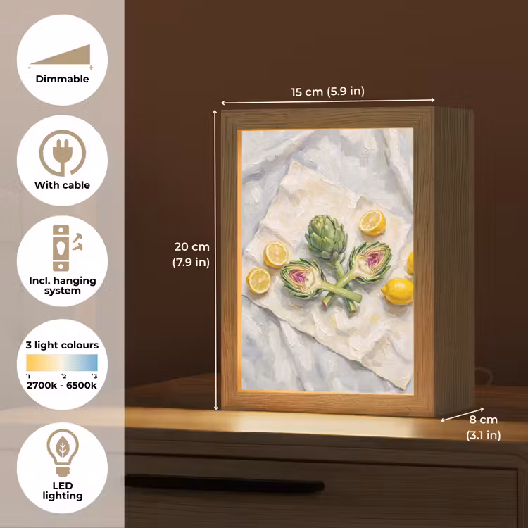 Table Lamp - Artichoke - Lemon - Food - Artisjok - Citroen - Eten Light Box met kabel (Tafellamp) klein