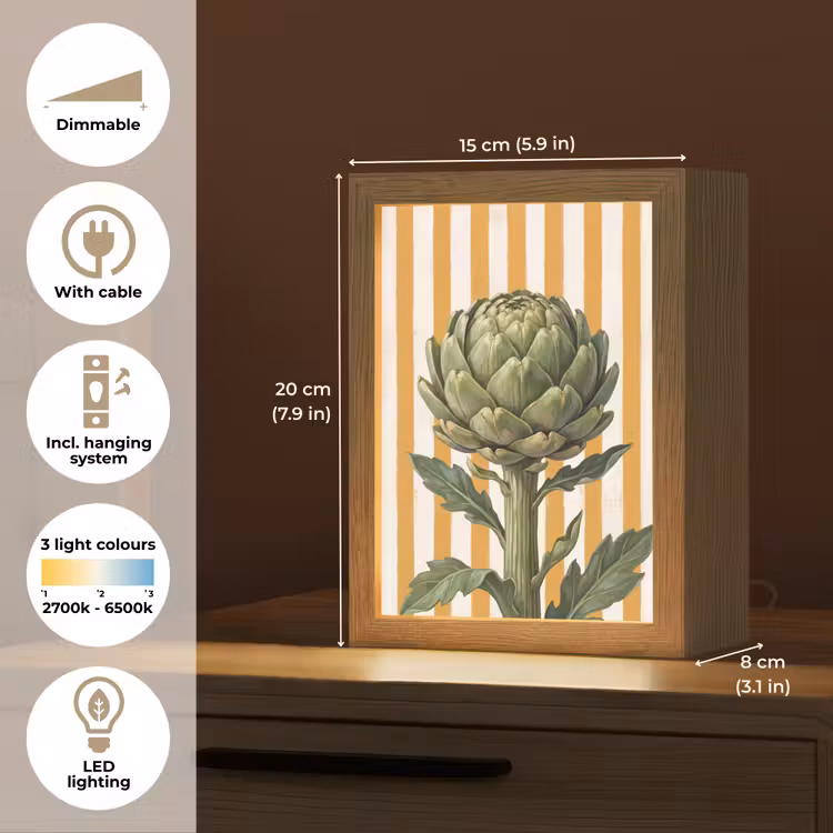 Table Lamp - Artichoke - Modern - Vegetable - Artisjok - Modern - Groente Light Box met kabel (Tafellamp) klein