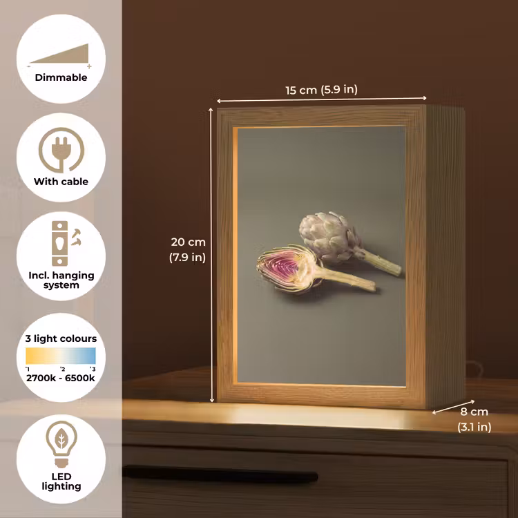 Table Lamp - Artichoke - Purple - Food - Artisjok - Paars - Voedsel Light Box met kabel (Tafellamp) klein