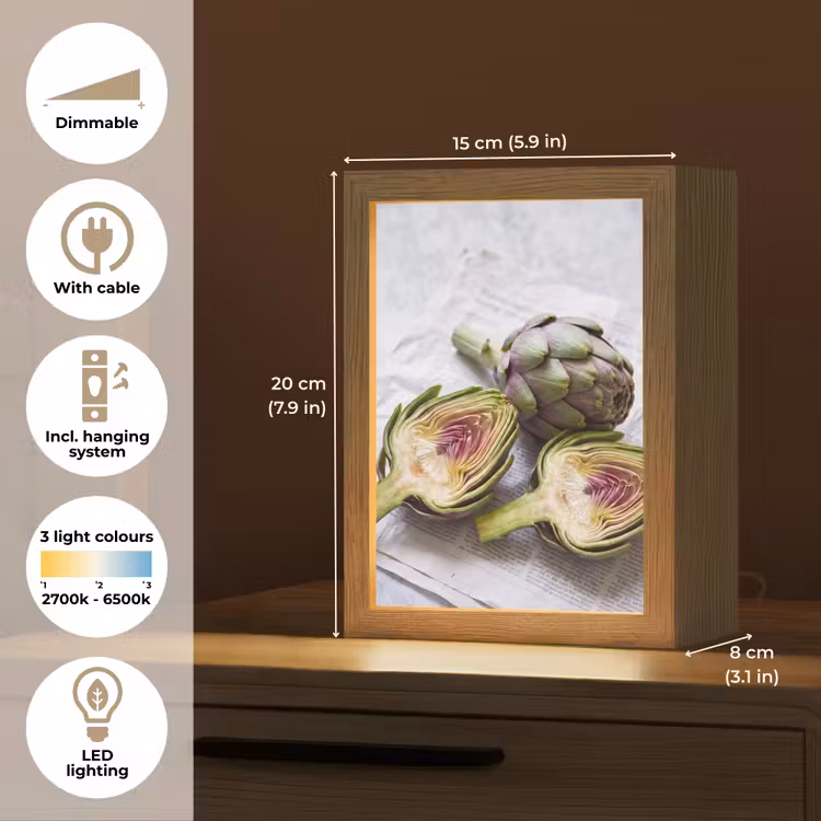 Table Lamp - Artichoke - Sliced - Food - Artisjok - Doorgesneden - Eten Light Box met kabel (Tafellamp) klein