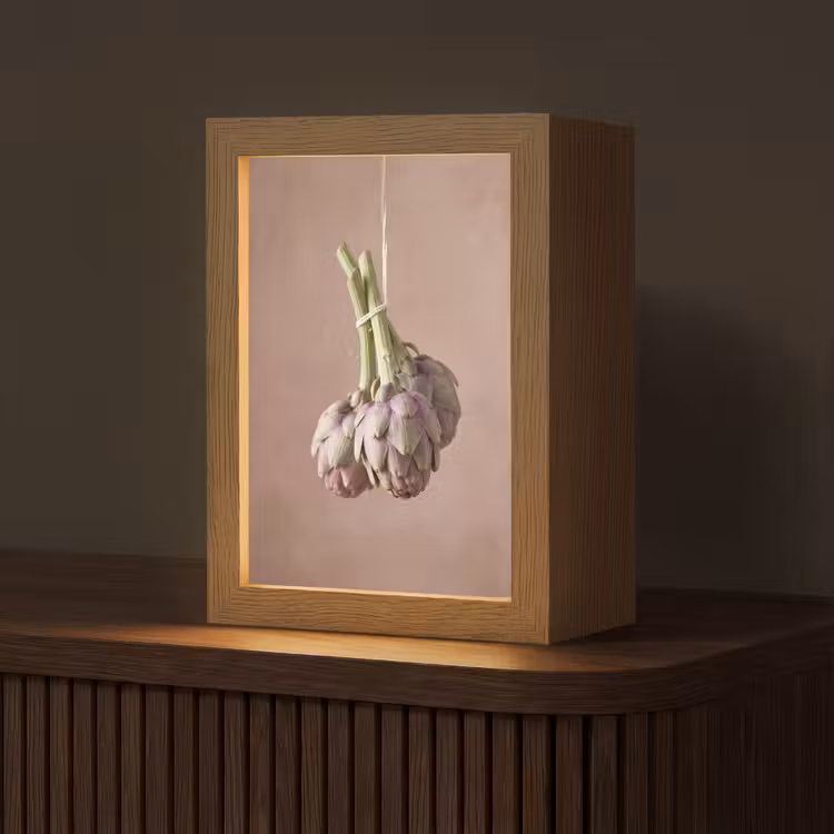 Table Lamp - Artichokes - Hanging - Vegetables - Artisjokken - Hangend - Groenten Light Box met kabel (Tafellamp) klein