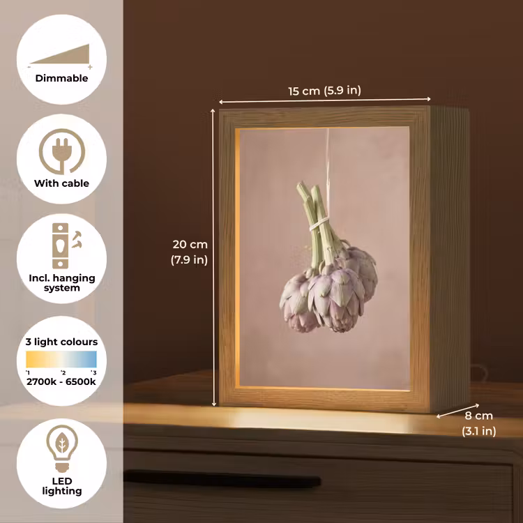 Table Lamp - Artichokes - Hanging - Vegetables - Artisjokken - Hangend - Groenten Light Box met kabel (Tafellamp) klein