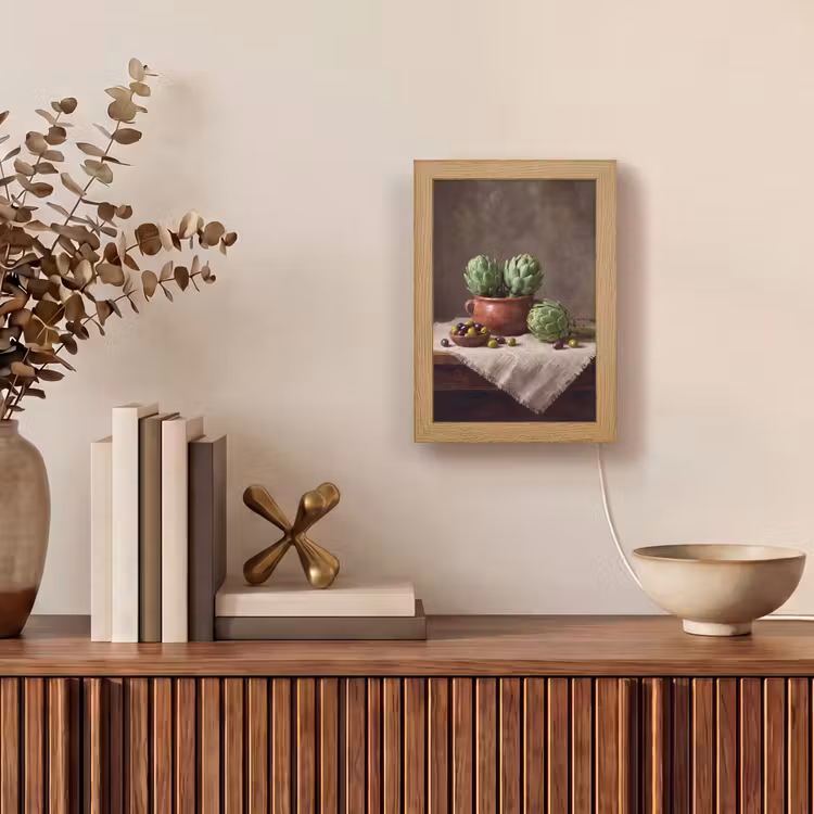 Table Lamp - Artichokes - Olives - Food - Artisjokken - Olijven - Eten Light Box met kabel (Tafellamp) klein