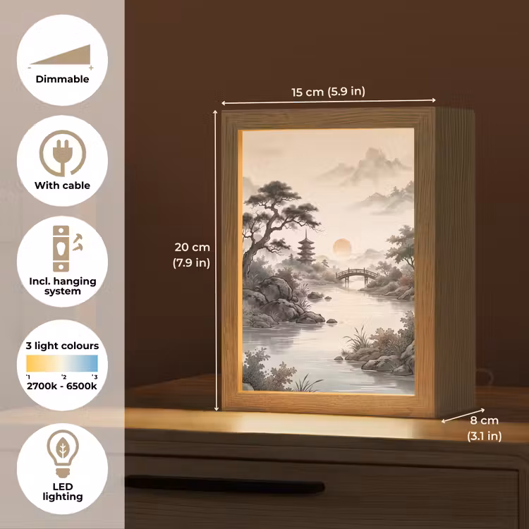 Azië - Landschap - Kleurrijk Light Box met kabel (Tafellamp) klein -USP_EN